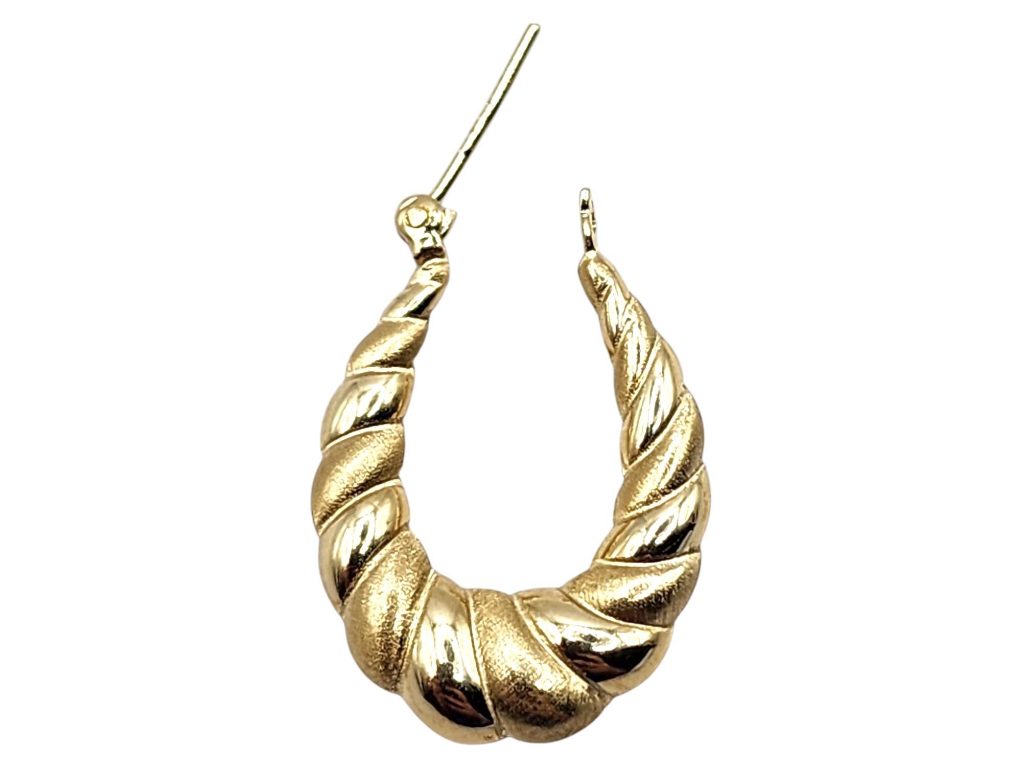 14 Karat Yellow Gold Shrimp Oval Hoop Earrings #20464 1