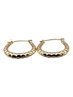 14 Karat Yellow Gold Shrimp Oval Hoop Earrings #20486