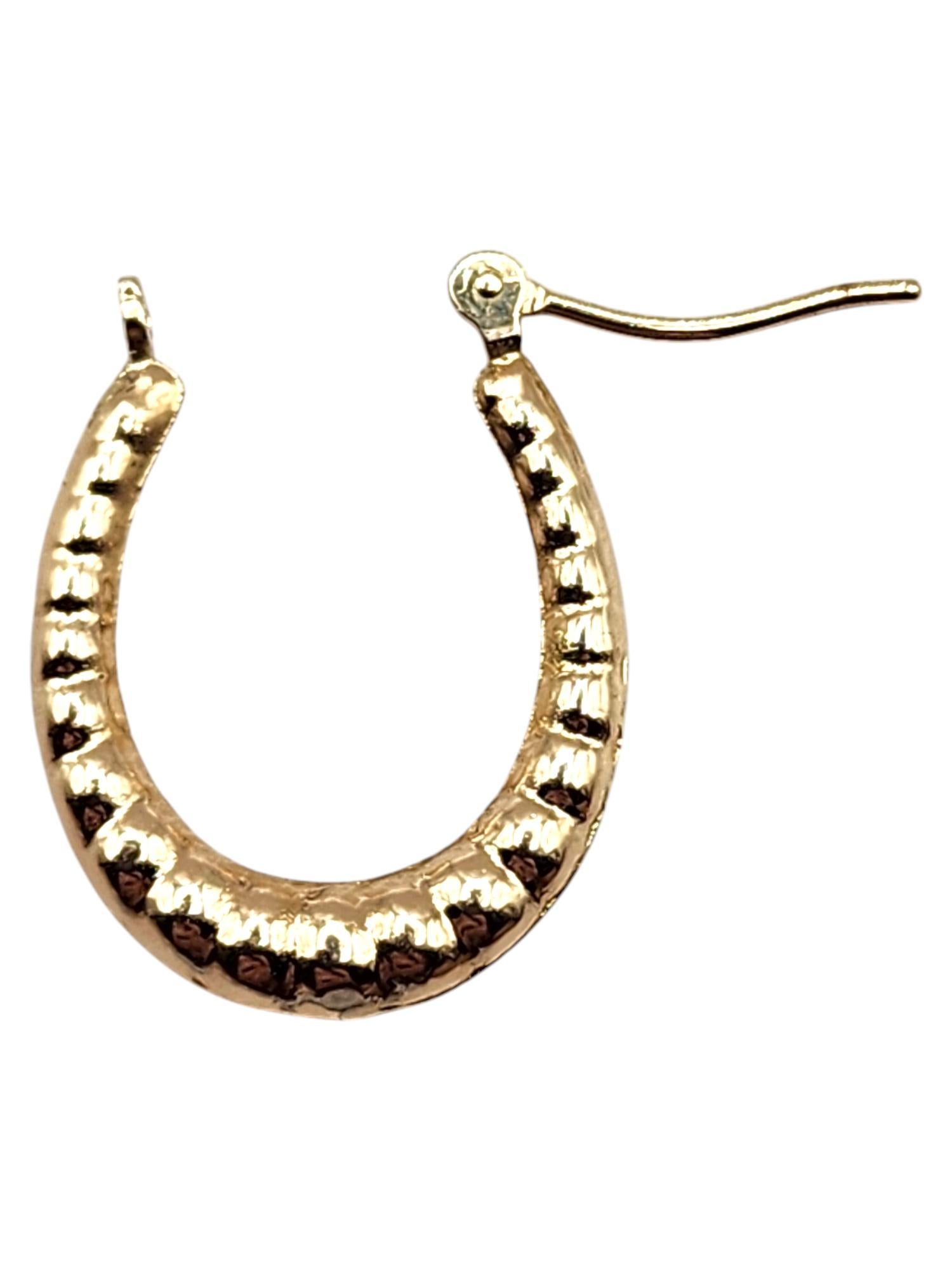 14 Karat Yellow Gold Shrimp Oval Hoop Earrings #20486 For Sale 1