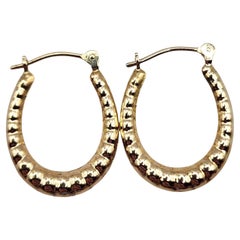 14 Karat Yellow Gold Shrimp Oval Hoop Earrings #20486
