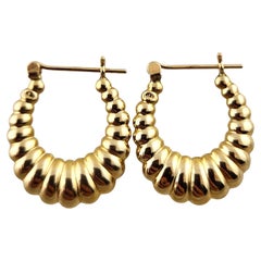 14 Karat Yellow Gold Shrimp Style Hoop Earrings #19158