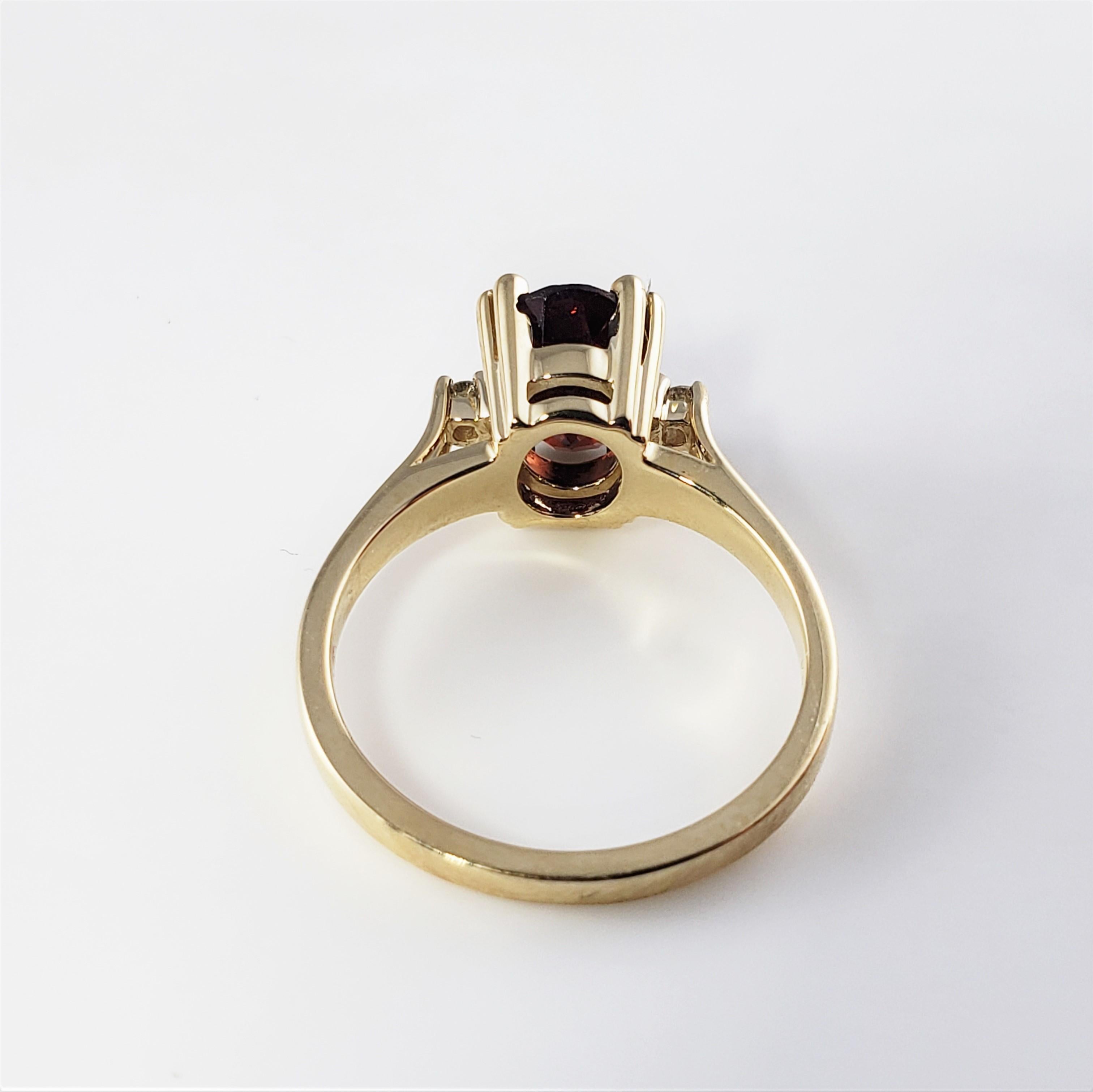 Women's 14 Karat Yellow Gold Simulated Garnet and Diamond Ring