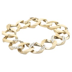 Bracelet à maillons cubains en or jaune 14 carats avec diamants taille unique
