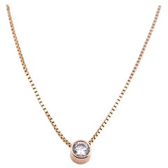 14 Karat Yellow Gold Single Diamond Sliding Pendant Necklace