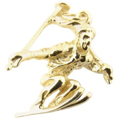 14 Karat Yellow Gold Skier Charm
