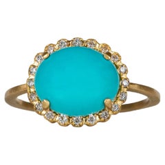 14 Karat Yellow Gold Sleeping Beauty Turquoise Ring Suneera