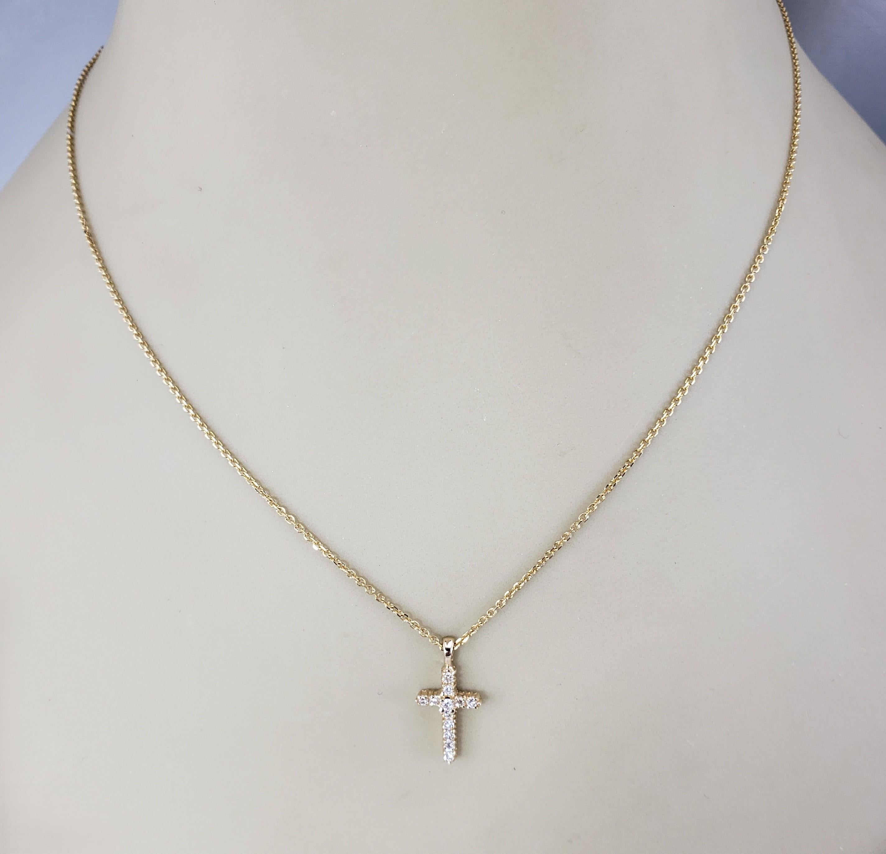 14 Karat Yellow Gold Small Diamond Cross Pendant Necklace #19233 2