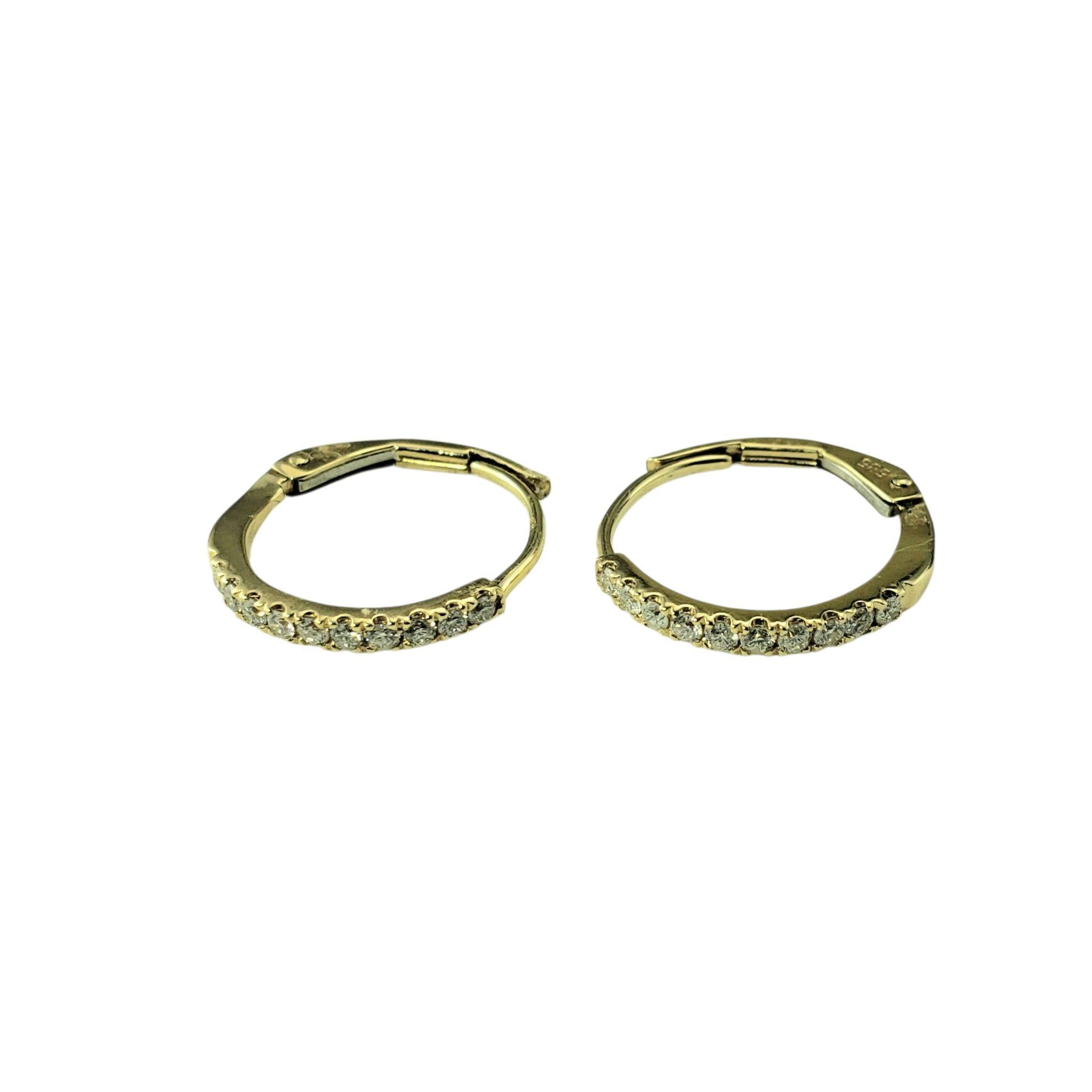 Brilliant Cut 14 Karat Yellow Gold Small Diamond Hoop Earrings #21926 For Sale