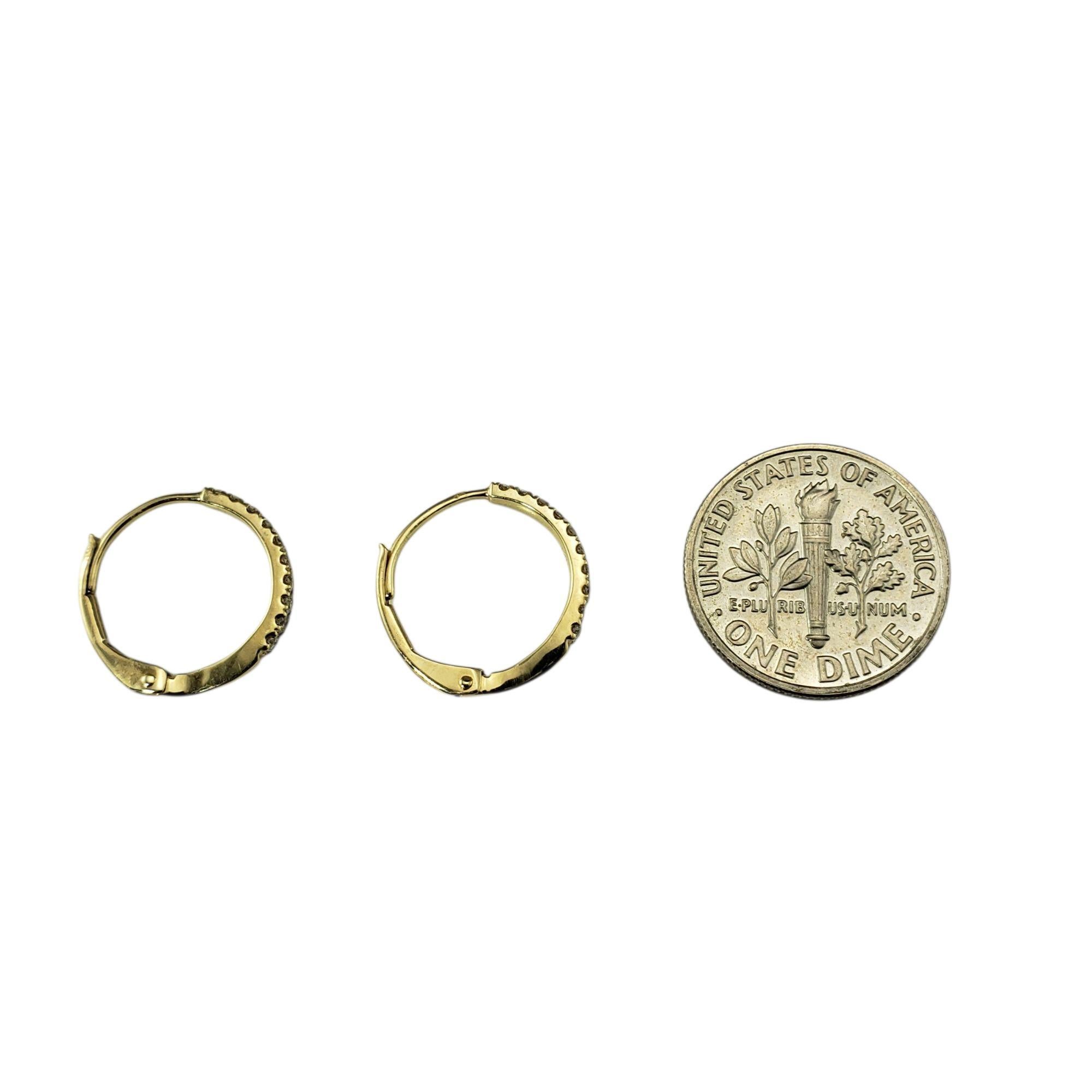 14 Karat Yellow Gold Small Diamond Hoop Earrings #21926 In Good Condition For Sale In Washington Depot, CT