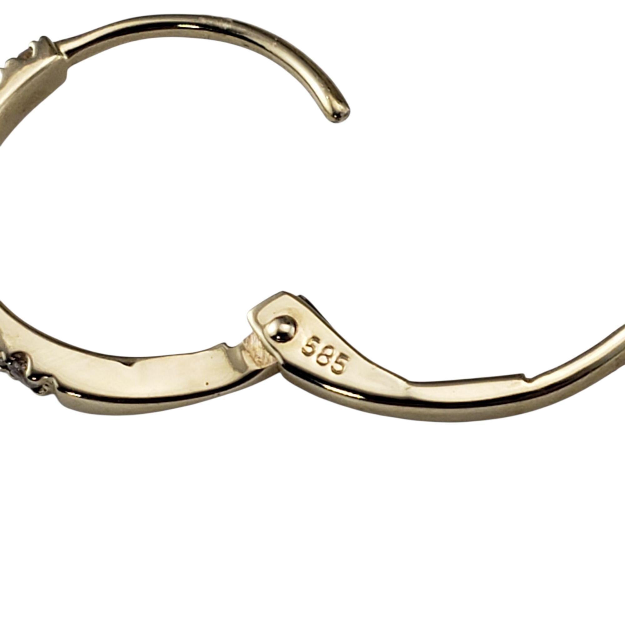 Women's 14 Karat Yellow Gold Small Diamond Hoop Earrings #21926 For Sale