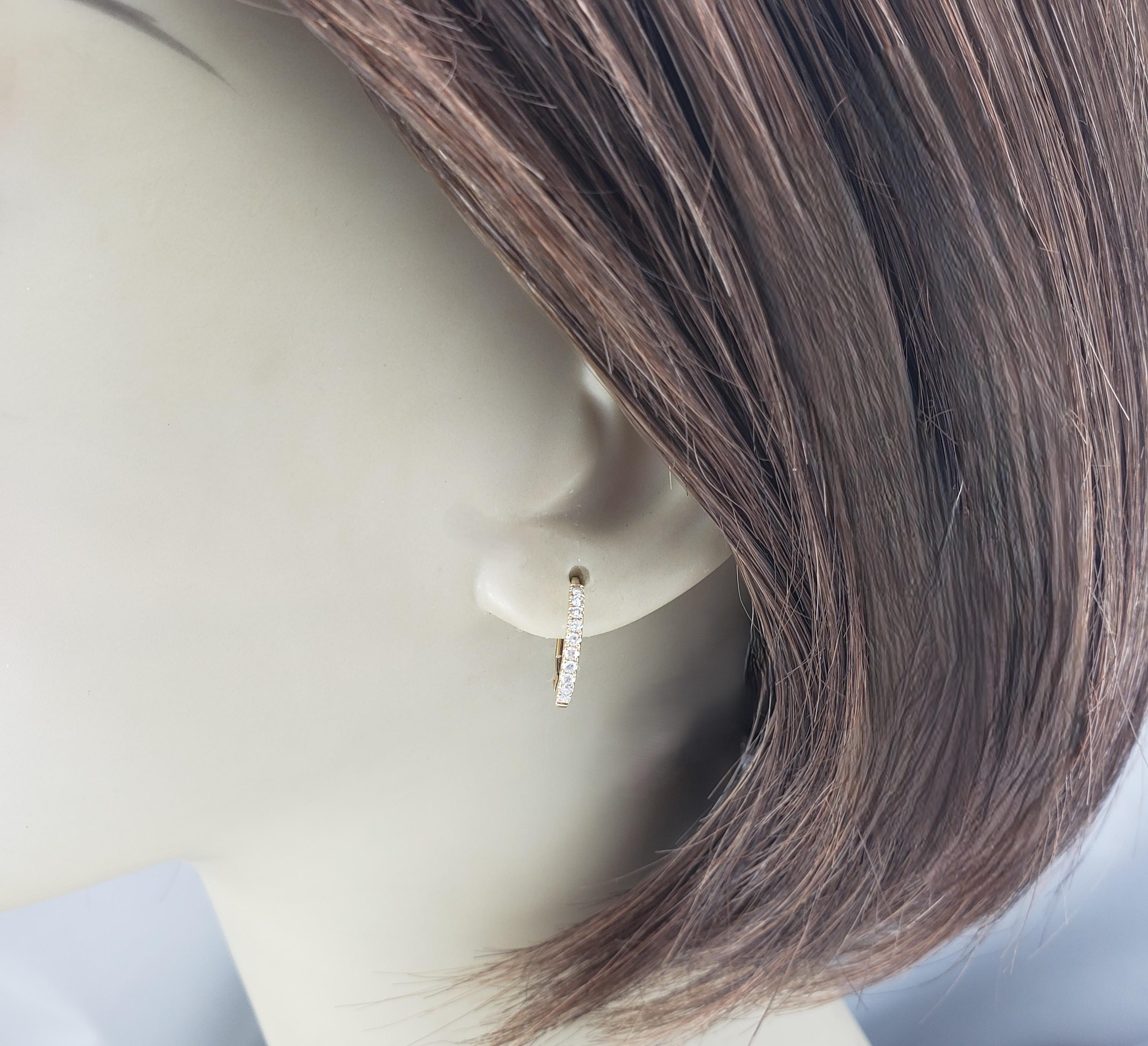 14 Karat Yellow Gold Small Diamond Hoop Earrings #21926 For Sale 2