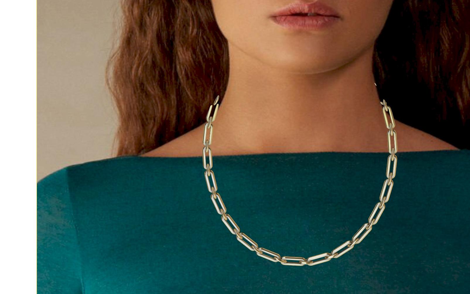 14 Karat Gelbgold Gliederkette Halskette für Damen oder Herren im Angebot