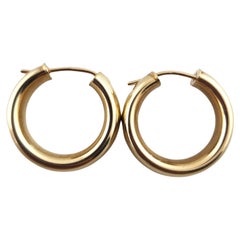 14 Karat Yellow Gold Small Wide Hoop Earrings #18994