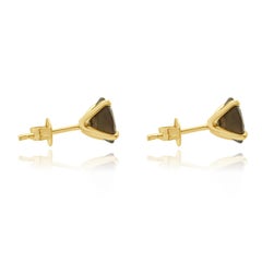 14 Karat Yellow Gold Smokey Quartz Stud Earrings
