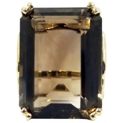 14 Karat Yellow Gold Smoky Quartz Cocktail Ring