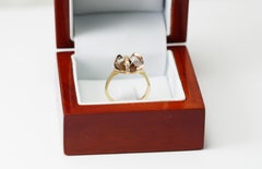 14 Karat Yellow Gold Smoky Quartz Diamonds Ring