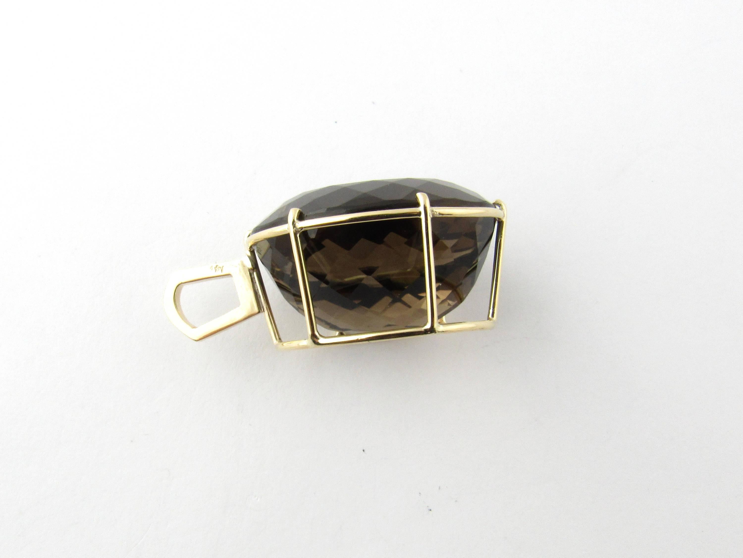 Women's 14 Karat Yellow Gold Smoky Quartz Pendant For Sale