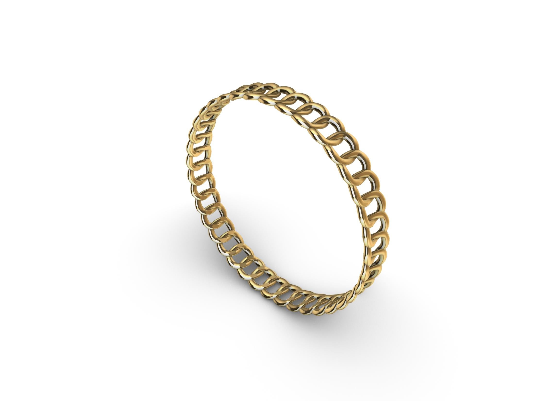 14 Karat Yellow  Gold Soft Curb Chain Bangle Bracelet, Tiffany designer, Thomas Kurilla  9.5mm wide. Classic Cuban Curb chain . Matte or Polished. Can be made in 18k ,10k, ,5k.
  Made to order in NYC, please allow 3-4  weeks.