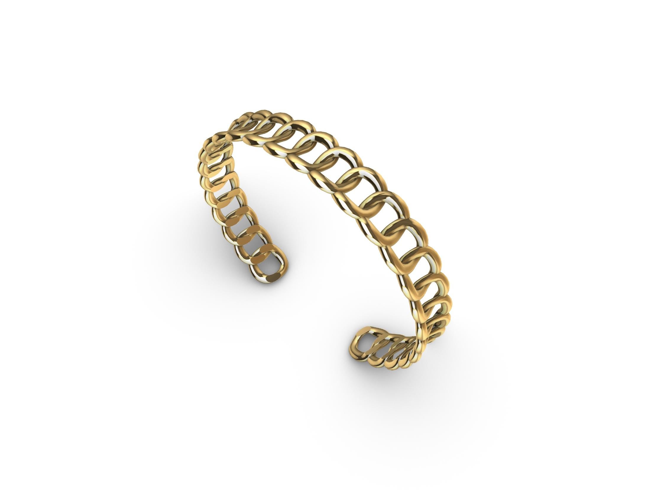 Contemporary 14 Karat Yellow Gold Soft Curb Chain Cuff Bracelet For Sale