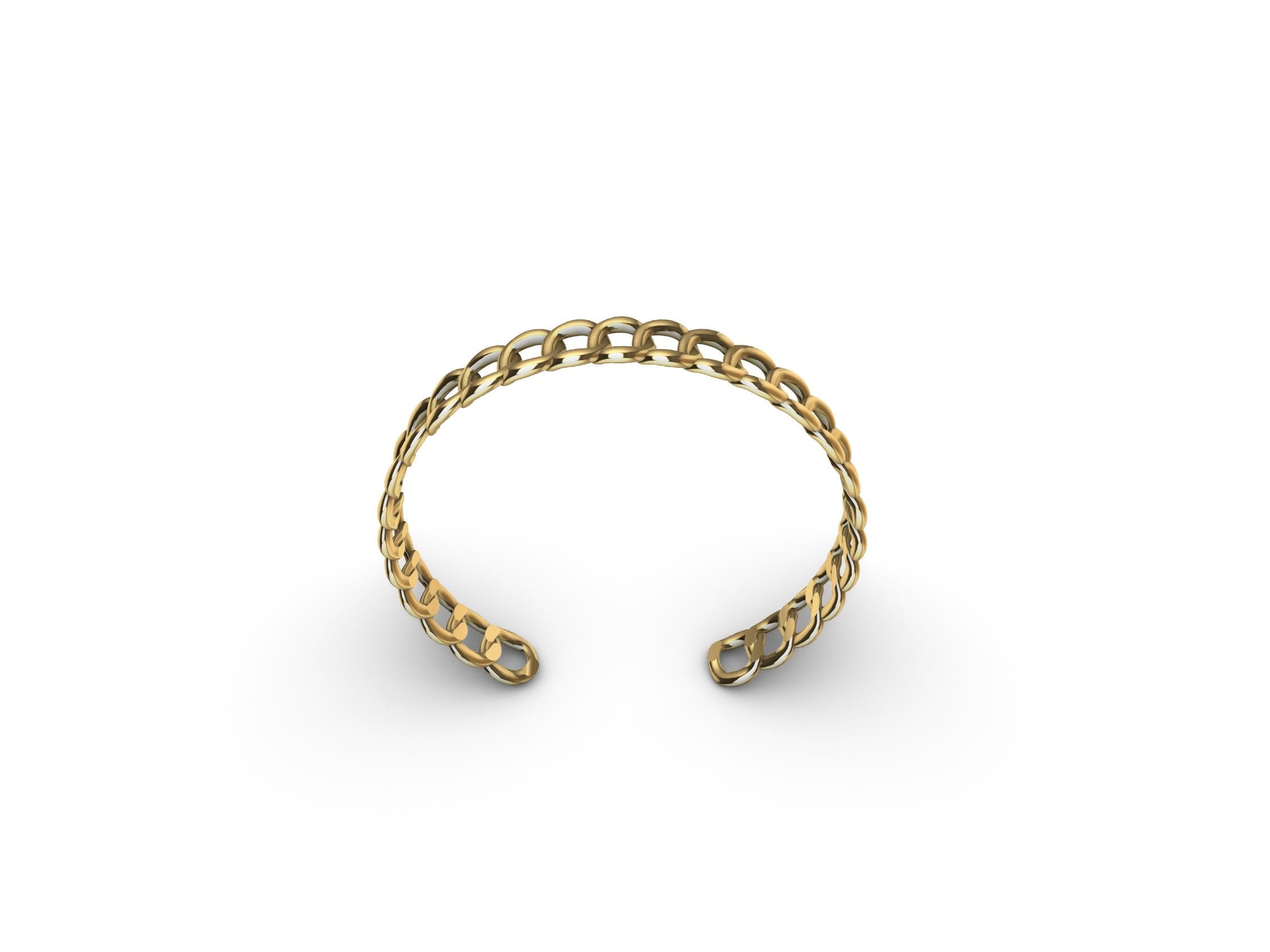 14 Karat Yellow Gold Soft Curb Chain Cuff Bracelet In New Condition For Sale In New York, NY
