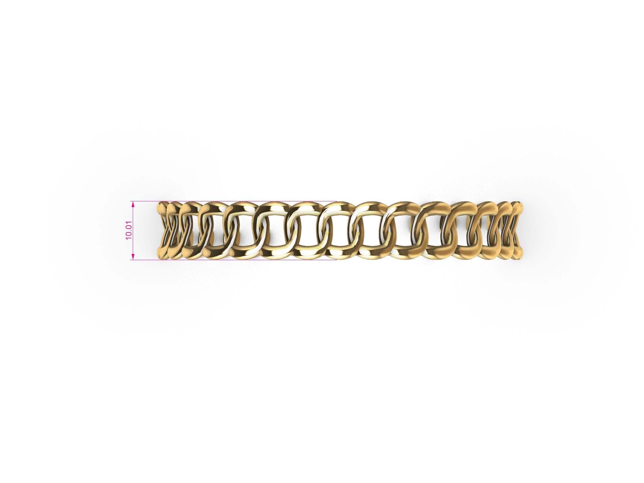 14 Karat Yellow Gold Soft Curb Chain Cuff Bracelet For Sale 2
