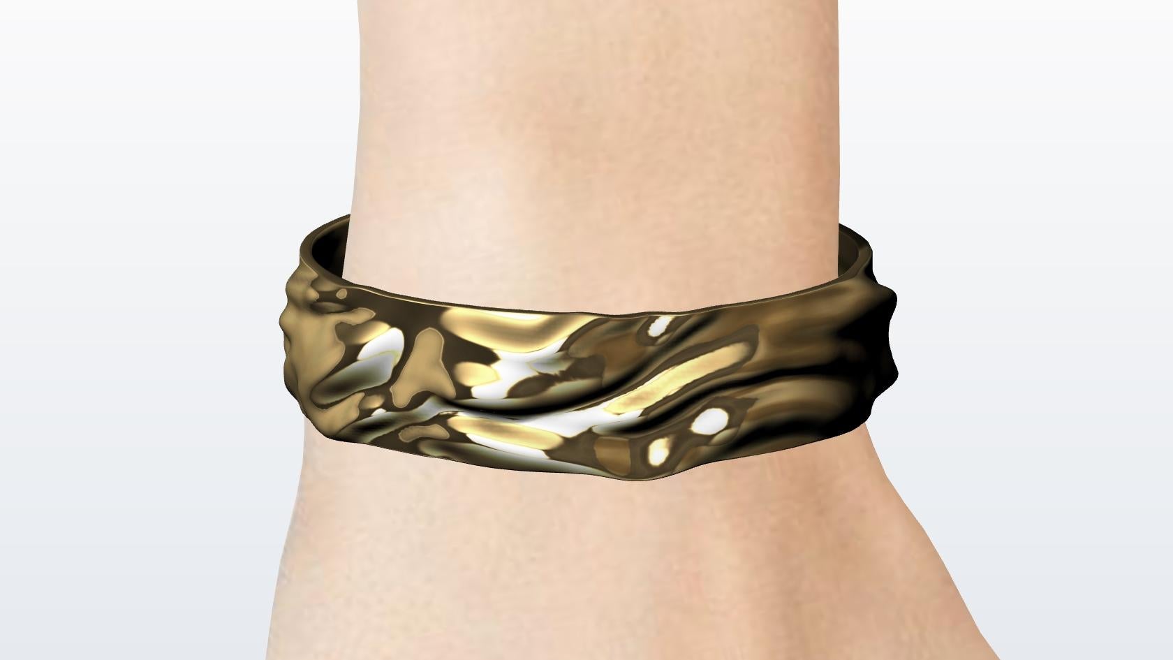 14 Karat Yellow Gold Soft Waves Cuff Bracelet, Tiffany designer, Thomas Kurilla Welcomes the new Light , Water, Mind Collection. Getting 2 herniated discs in 2018 , and the discovery of Cyrotherapy in 2020. The injury became an inspiration from cold