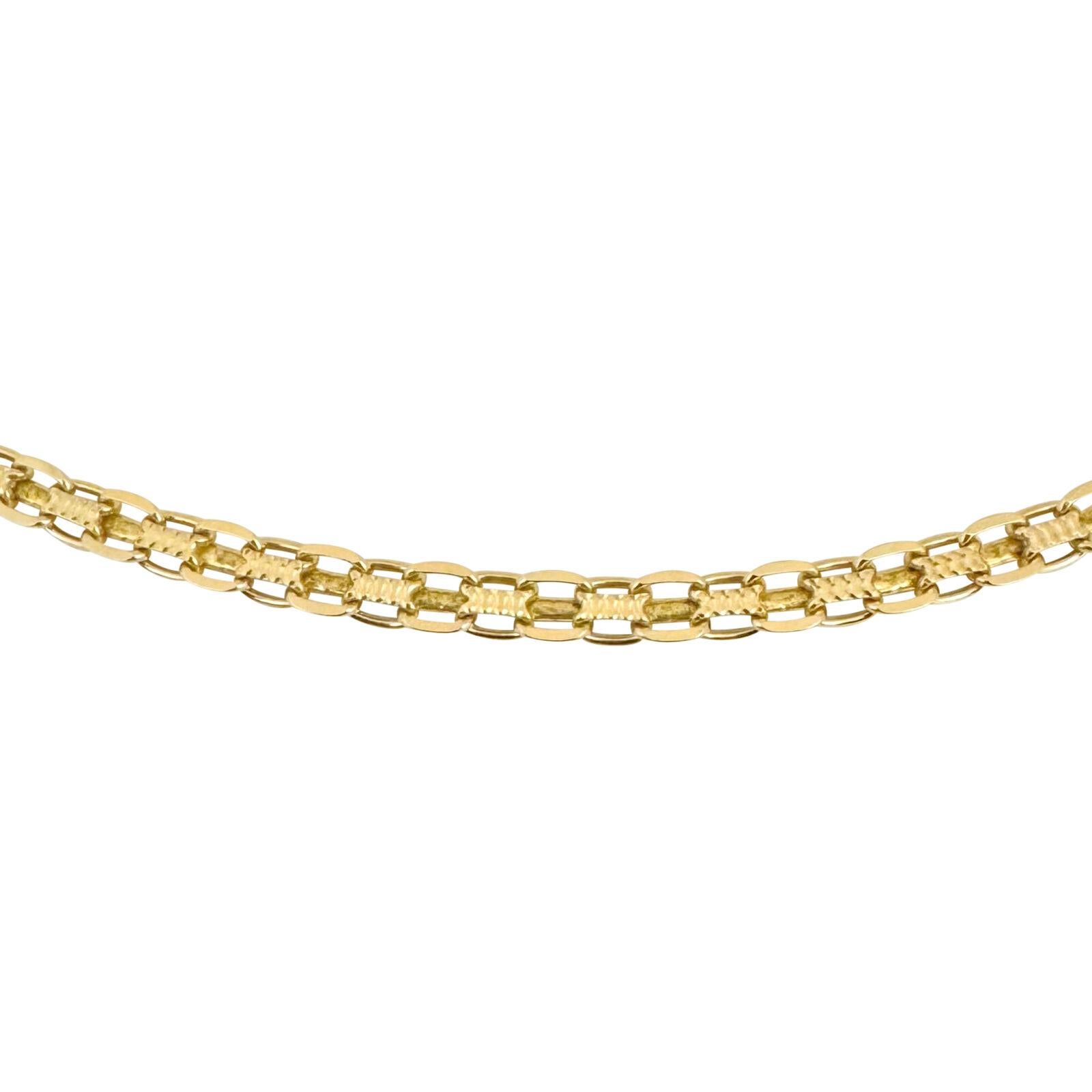 14 Karat Yellow Gold Solid Bismark Link Chain Necklace In Good Condition In Guilford, CT