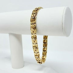 14 Karat Yellow Gold Solid Chunky Nugget Style Link Bracelet