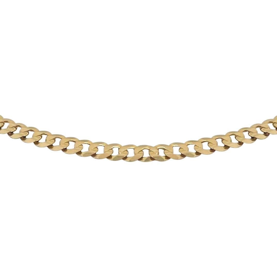 14 Karat Yellow Gold Solid Curb Link Chain Necklace In Good Condition In Guilford, CT