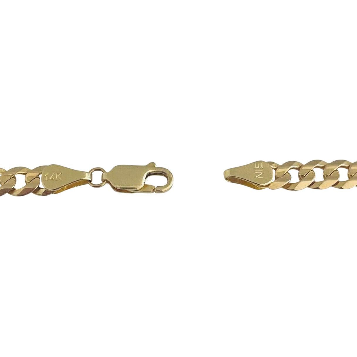 14 Karat Yellow Gold Solid Curb Link Chain Necklace 2