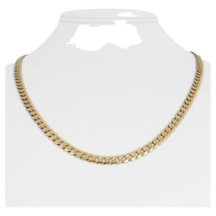 14 Karat Yellow Gold Solid Curb Link Chain Necklace