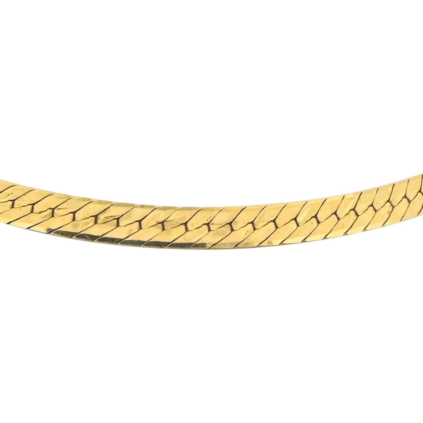 14 Karat Gelbgold Gliederhalskette mit Fischgrätenmuster und massivem Diamantschliff Italien im Zustand „Gut“ in Guilford, CT