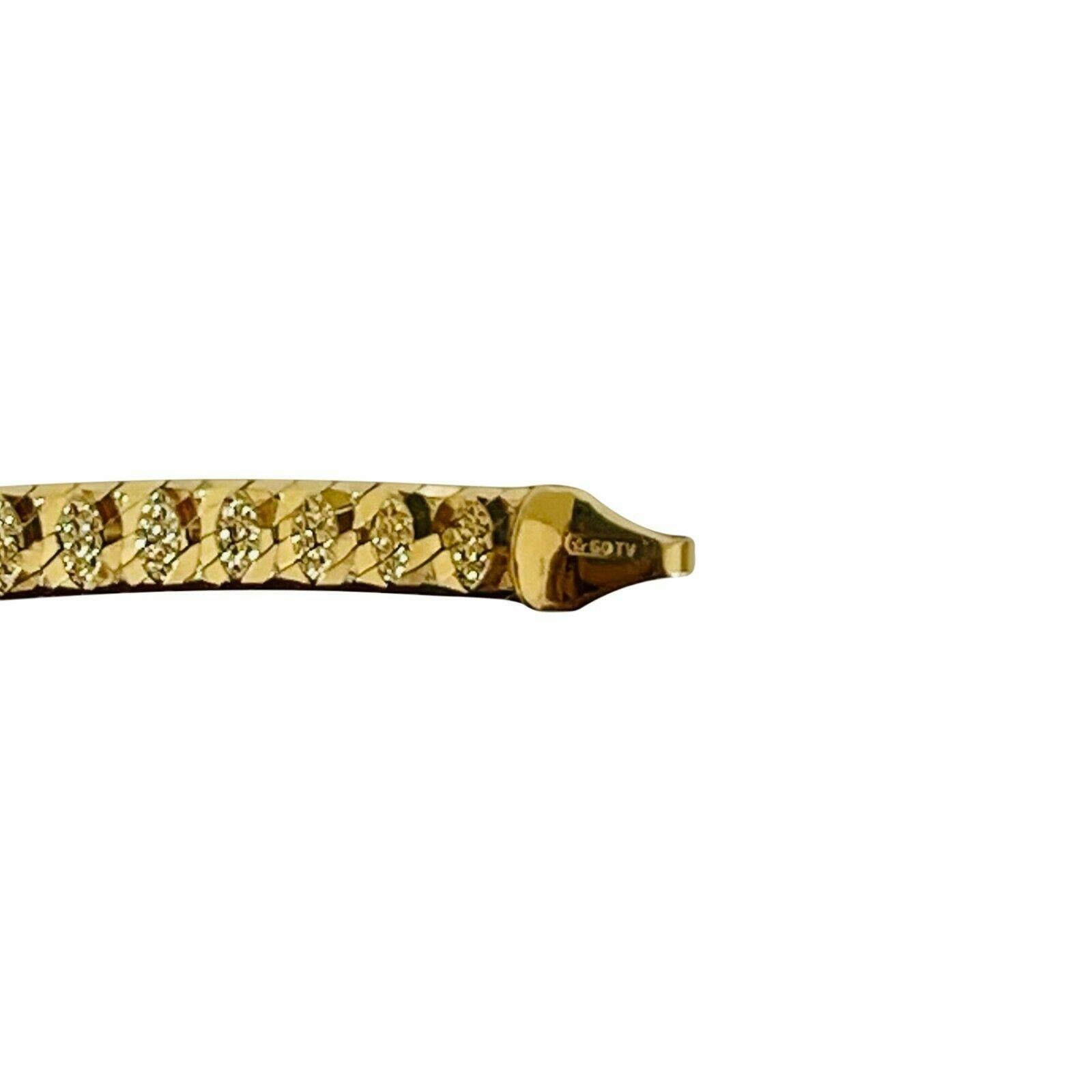 14 Karat Yellow Gold Solid Diamond Cut Herringbone Link Necklace, Italy 1