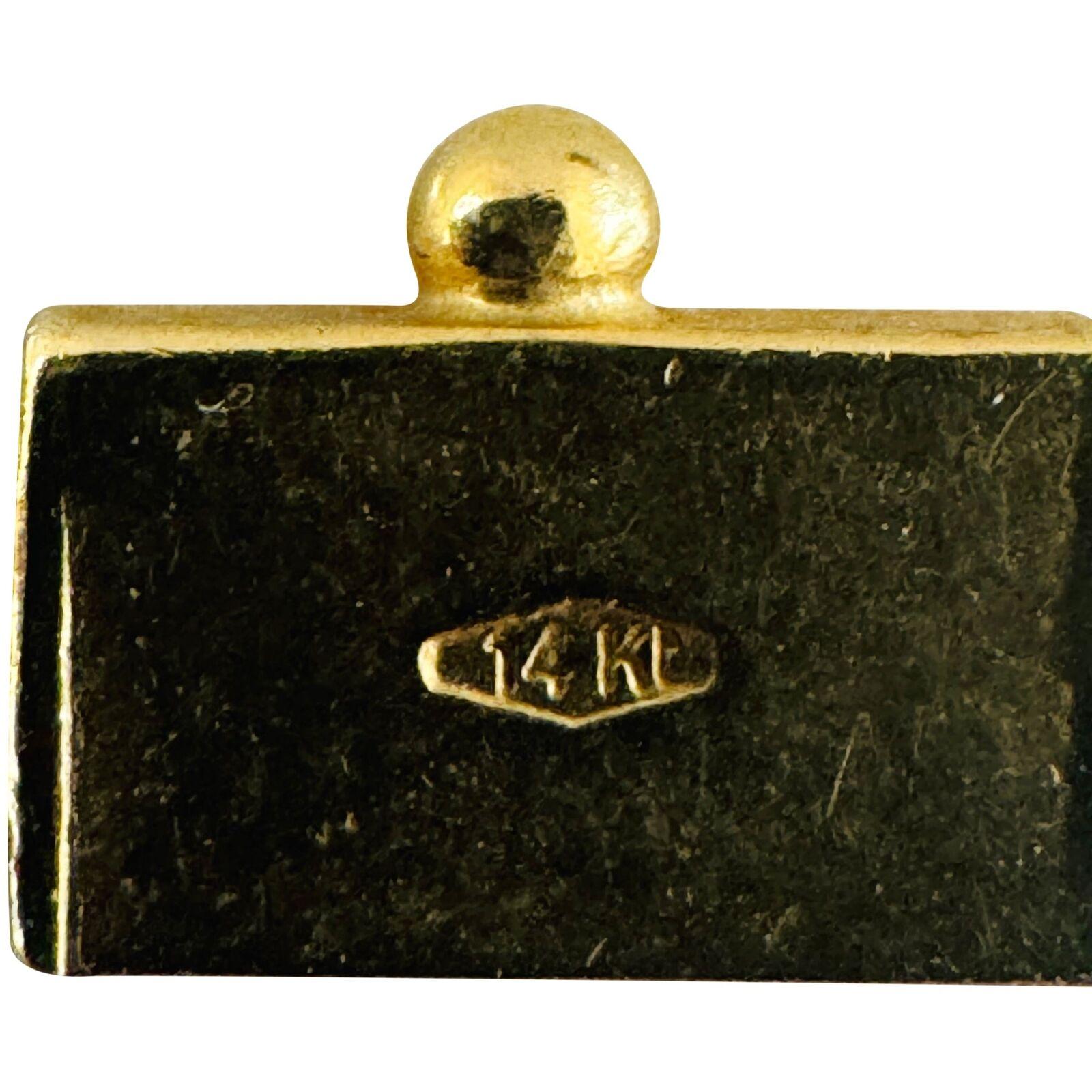 14 Karat Gelbgold Gliederhalskette mit Fischgrätenmuster und massivem Diamantschliff Italien 4