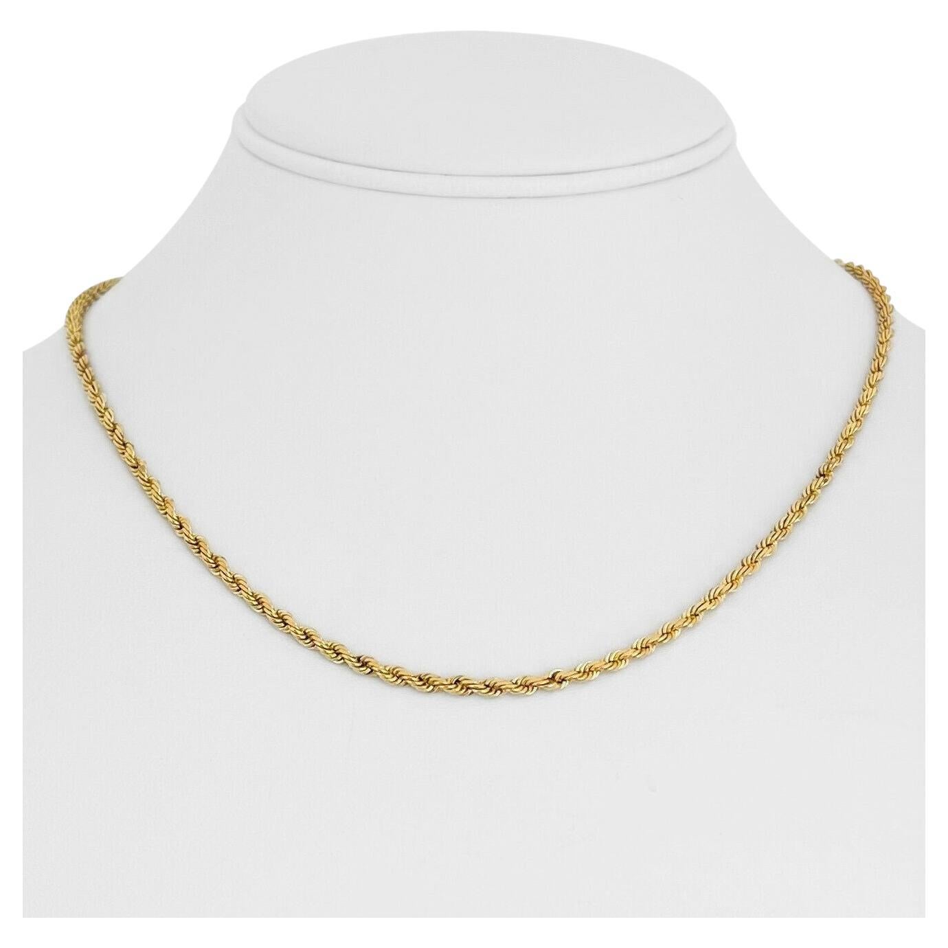 14 Karat Yellow Gold Solid Diamond Cut Rope Chain Necklace For Sale at