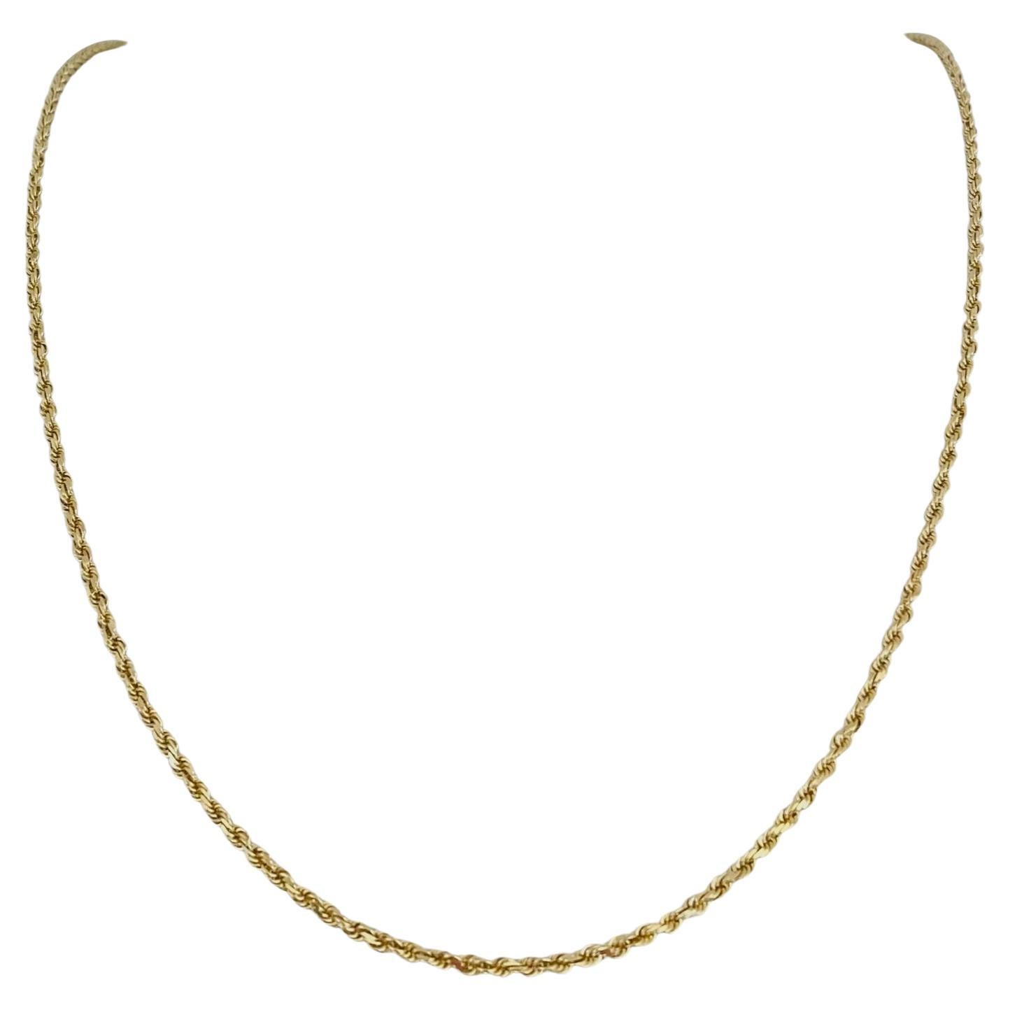 Rope Design and High Polished Long Gold Necklace For Sale at 1stDibs