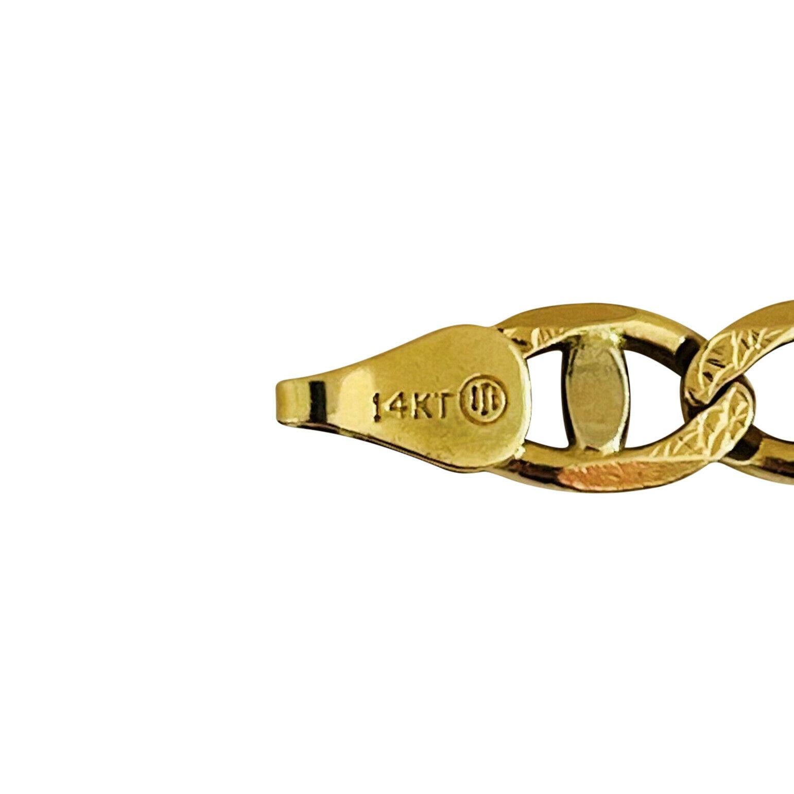 Women's or Men's 14 Karat Yellow Gold Solid Diamond Cut Mariner Gucci Link Chain Necklace