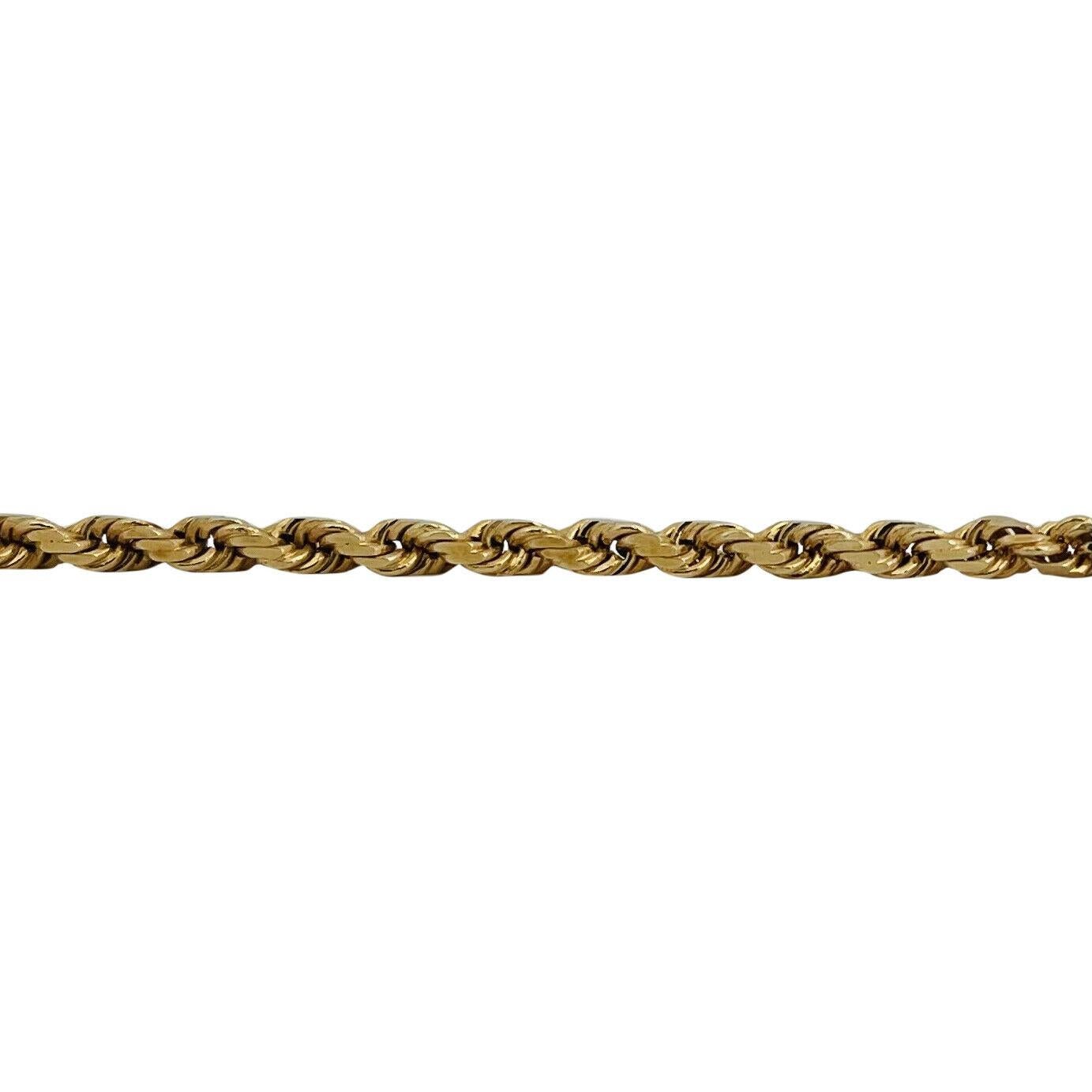 Women's or Men's 14 Karat Yellow Gold Solid Diamond Cut Rope Chain Necklace 