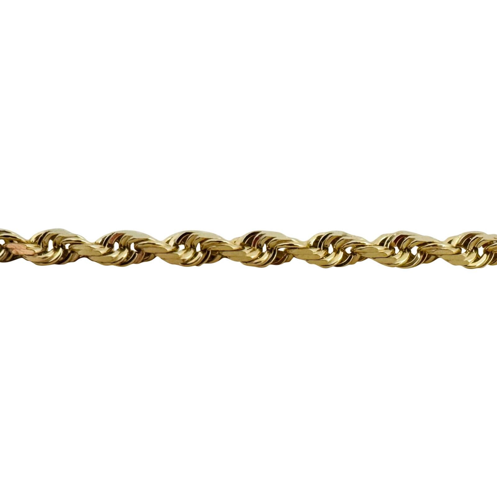 Women's or Men's 14 Karat Yellow Gold Solid Diamond Cut Rope Chain Necklace  For Sale