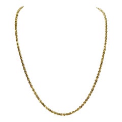 14 Karat Yellow Gold Solid Diamond Cut Rope Chain Necklace