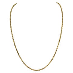 14 Karat Yellow Gold Solid Diamond Cut Rope Chain Necklace