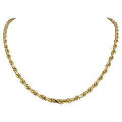14 Karat Yellow Gold Solid Diamond Cut Rope Chain Necklace 