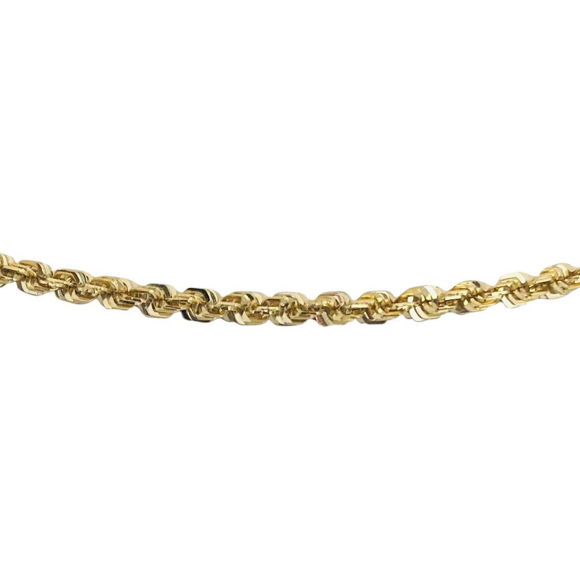 Chaîne collier à corde carrée en or jaune 14 carats avec diamants massifs Bon état à Guilford, CT