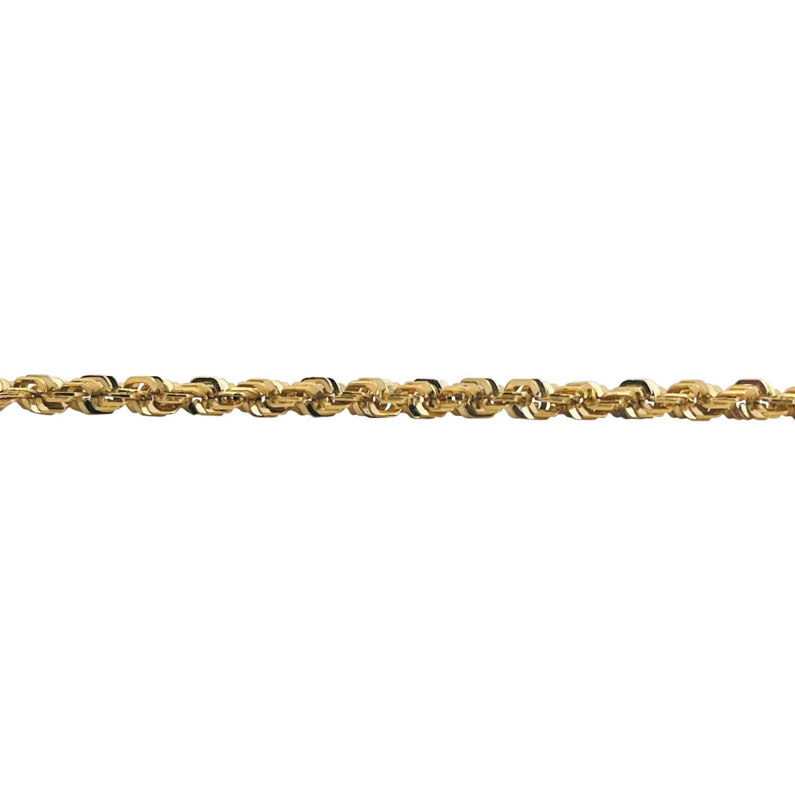  Chaîne collier à corde carrée en or jaune 14 carats avec diamants massifs Unisexe 