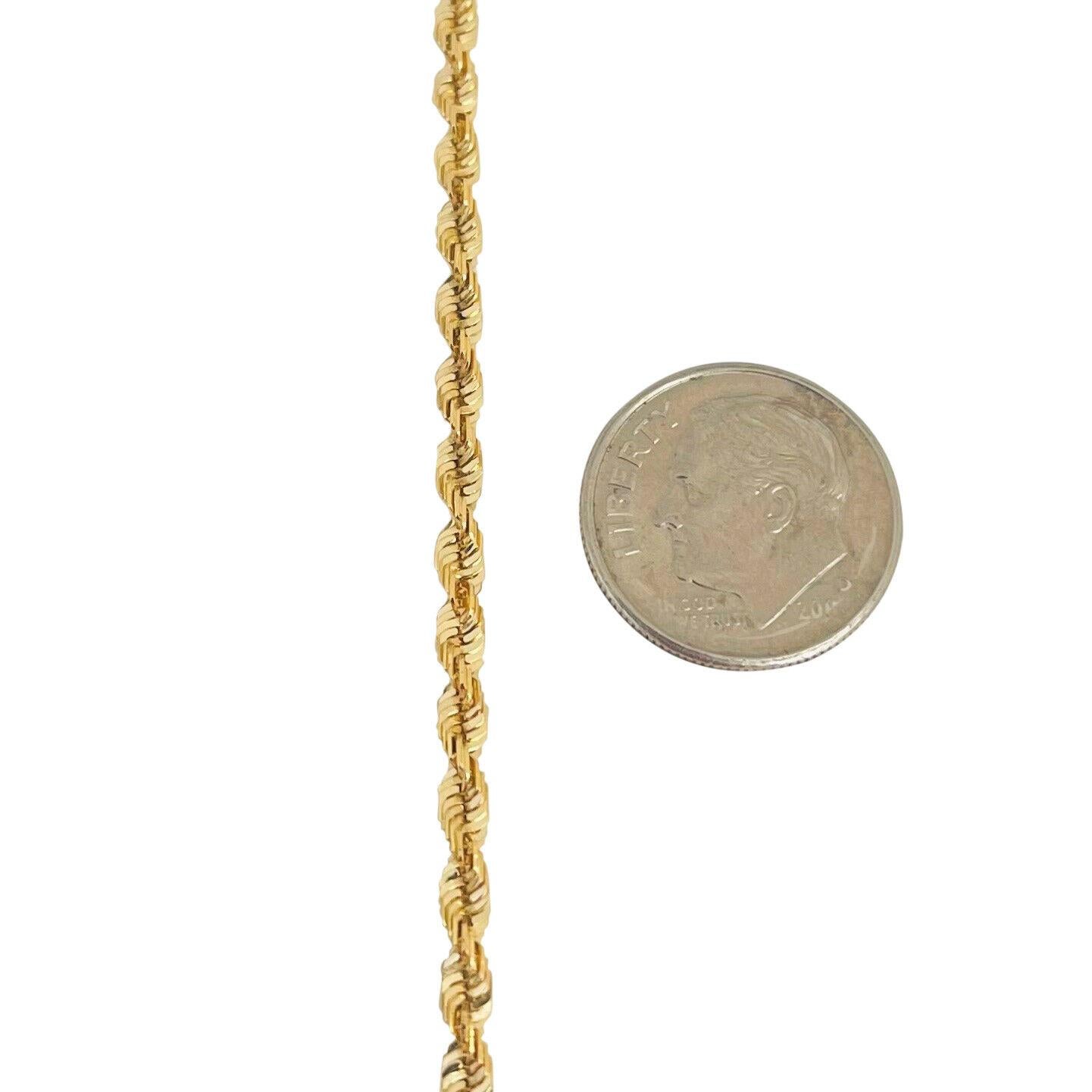 Chaîne collier à corde carrée en or jaune 14 carats avec diamants massifs 1