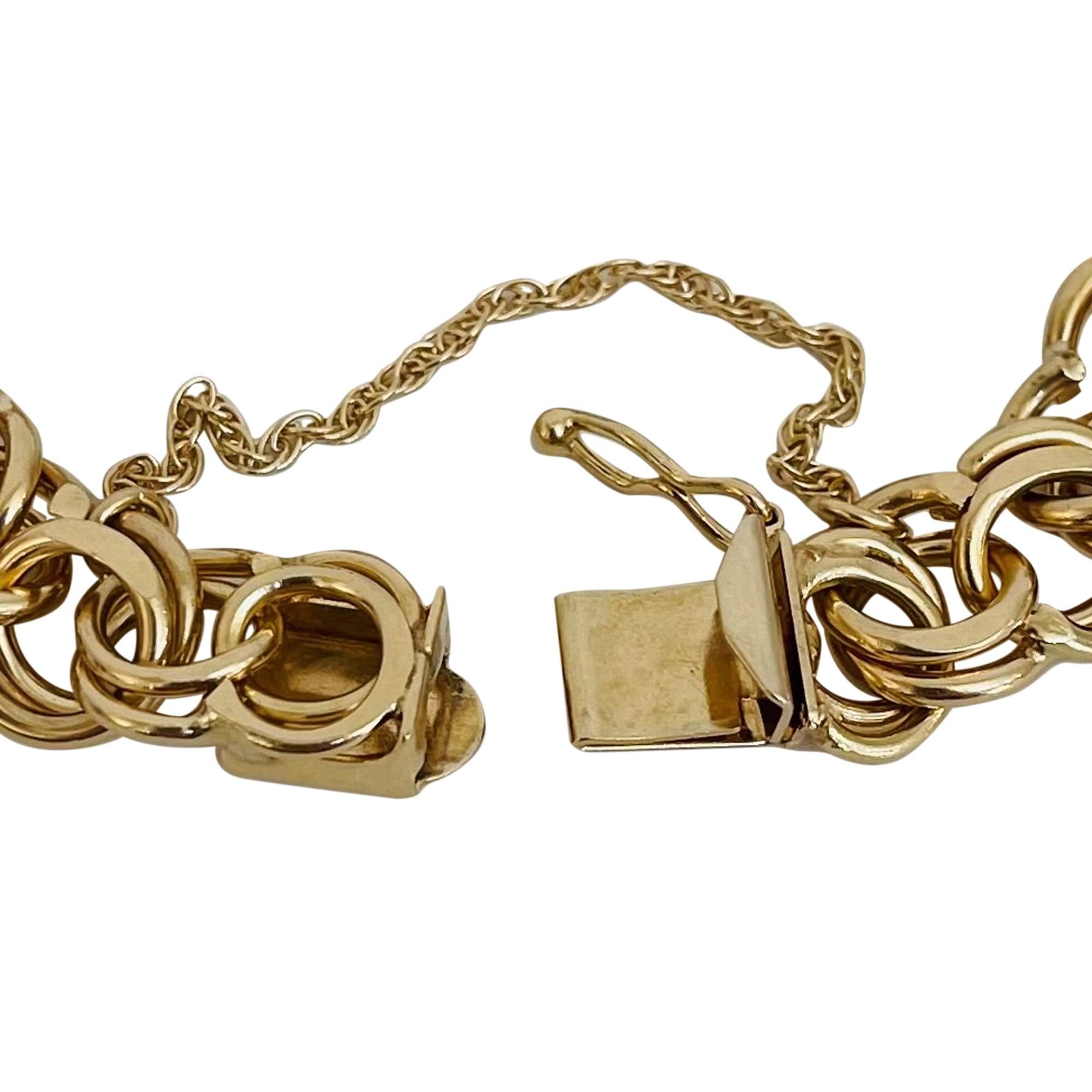 gold double link charm bracelet