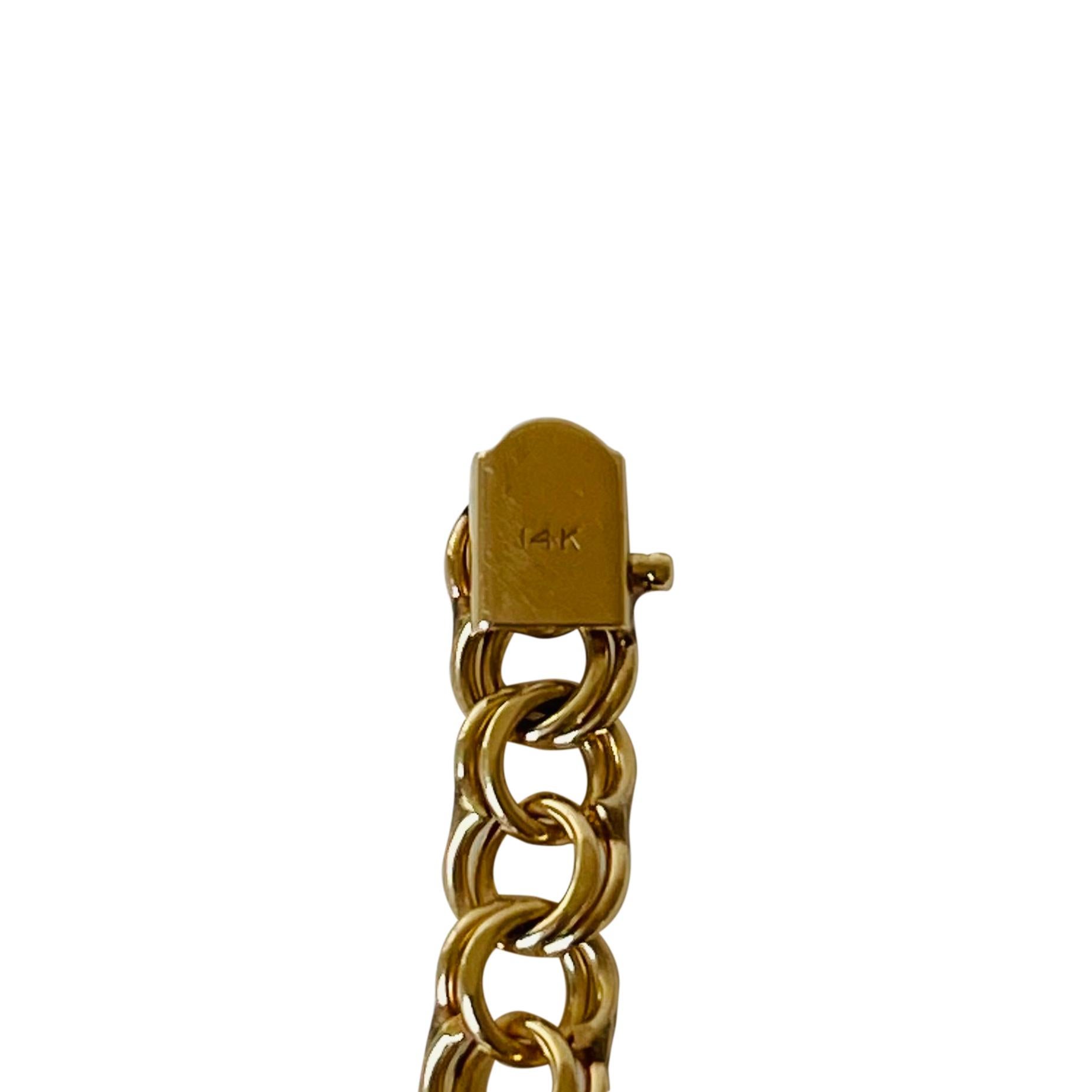 14 Karat Yellow Gold Solid Double Circle Link Charm Bracelet 2