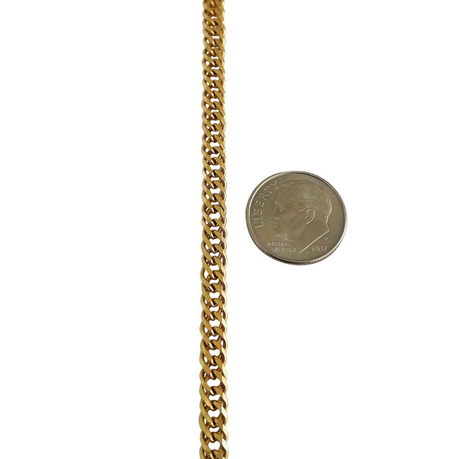 Women's or Men's 14 Karat Yellow Gold Solid Double Curb Link Chain Necklace, Italy