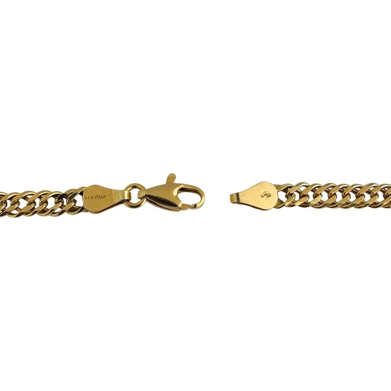 14 Karat Yellow Gold Solid Double Curb Link Chain Necklace, Italy 1