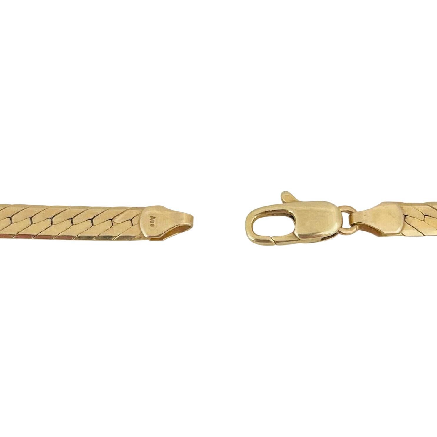 14 Karat Gelbgold Massivtropfen V Fischgrät Gliederkette Halskette Italien 1